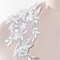 1 Pair Silver White Alencon Lace Applique with Sequins and Elongated Leaf Design